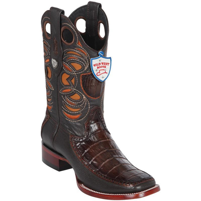 Botas de Cocodrilo Caiman Panza con Venado Horma Cuadrada
