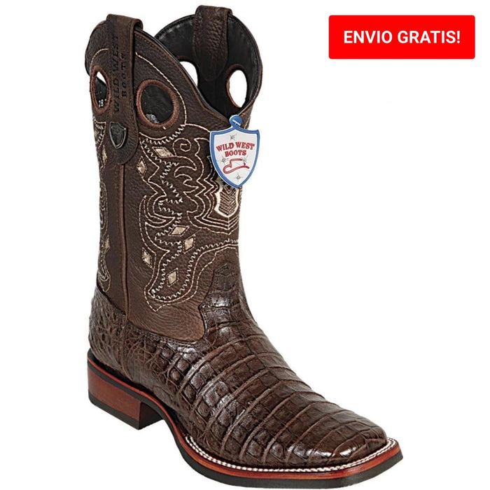 Botas de Cocodrilo Caiman Panza Horma Cuadrada Suela Hule