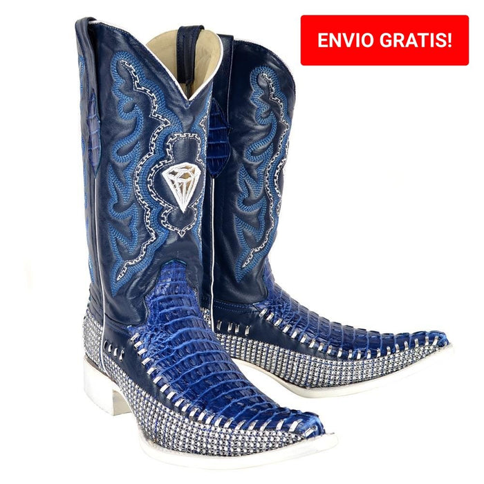 Botas de Cocodrilo Grabada Coco Diamante Azul WD