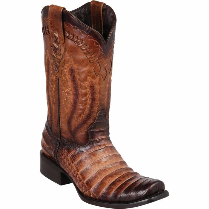 Botas de Cocodrilo Grabado Horma Dubai Cuadrada Color Cognac