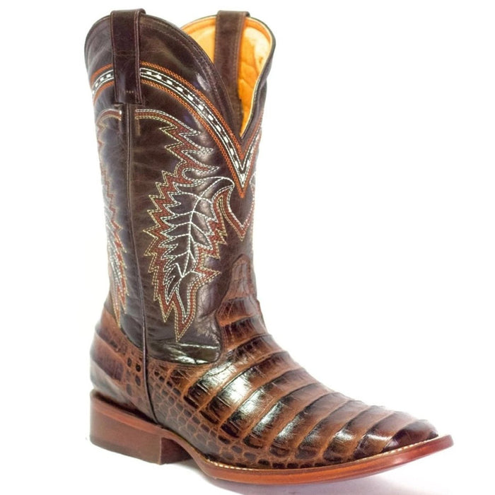 Botas de Cocodrilo Grabado Horma Rodeo Cuadrada Color Café