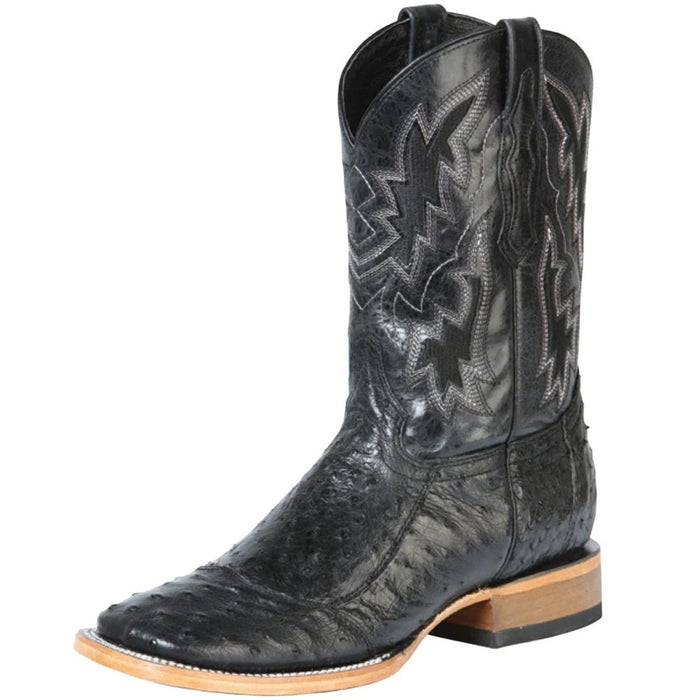 Botas de Cuello de Avestruz Original Horma Rodeo Color Negro