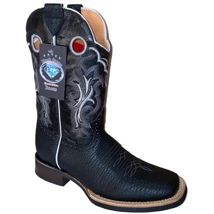 Botas de Cuello de Toro Original Horma Rodeo Cuadrada Color Negro DIE