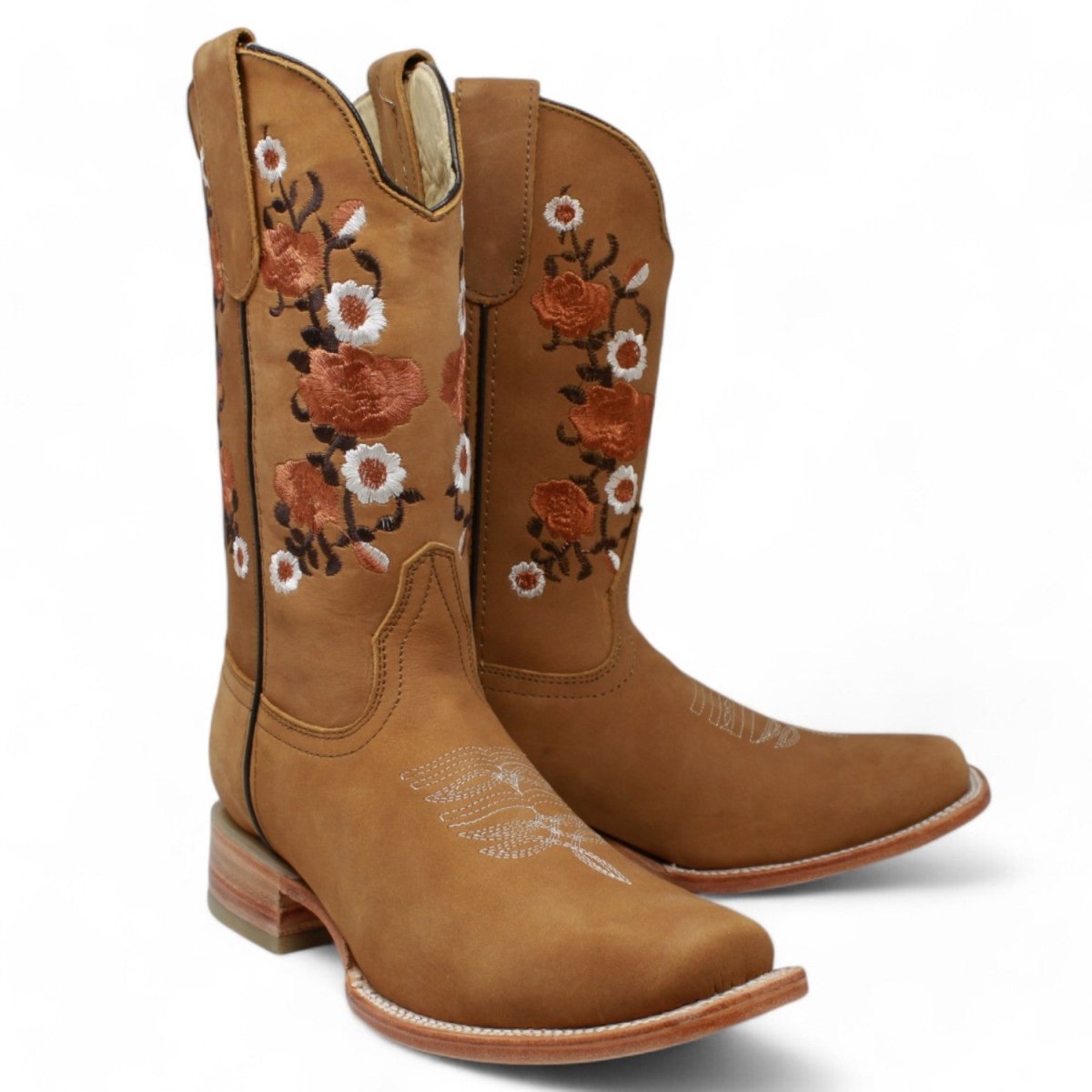 Botas de Cuero Acabado Nobuck para Dama en Miel ROD-41551