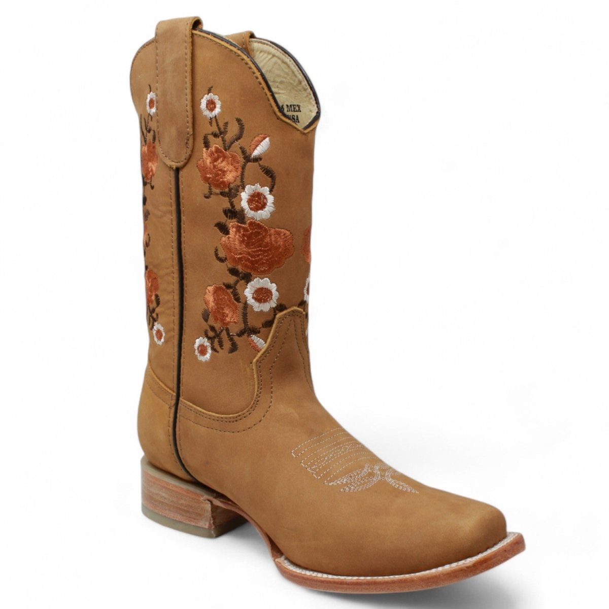 Botas de Cuero Acabado Nobuck para Dama en Miel ROD-41551