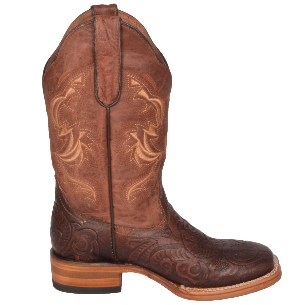 Botas de Cuero Cincelado Horma Rodeo para Mujer Color Cafe WD-509