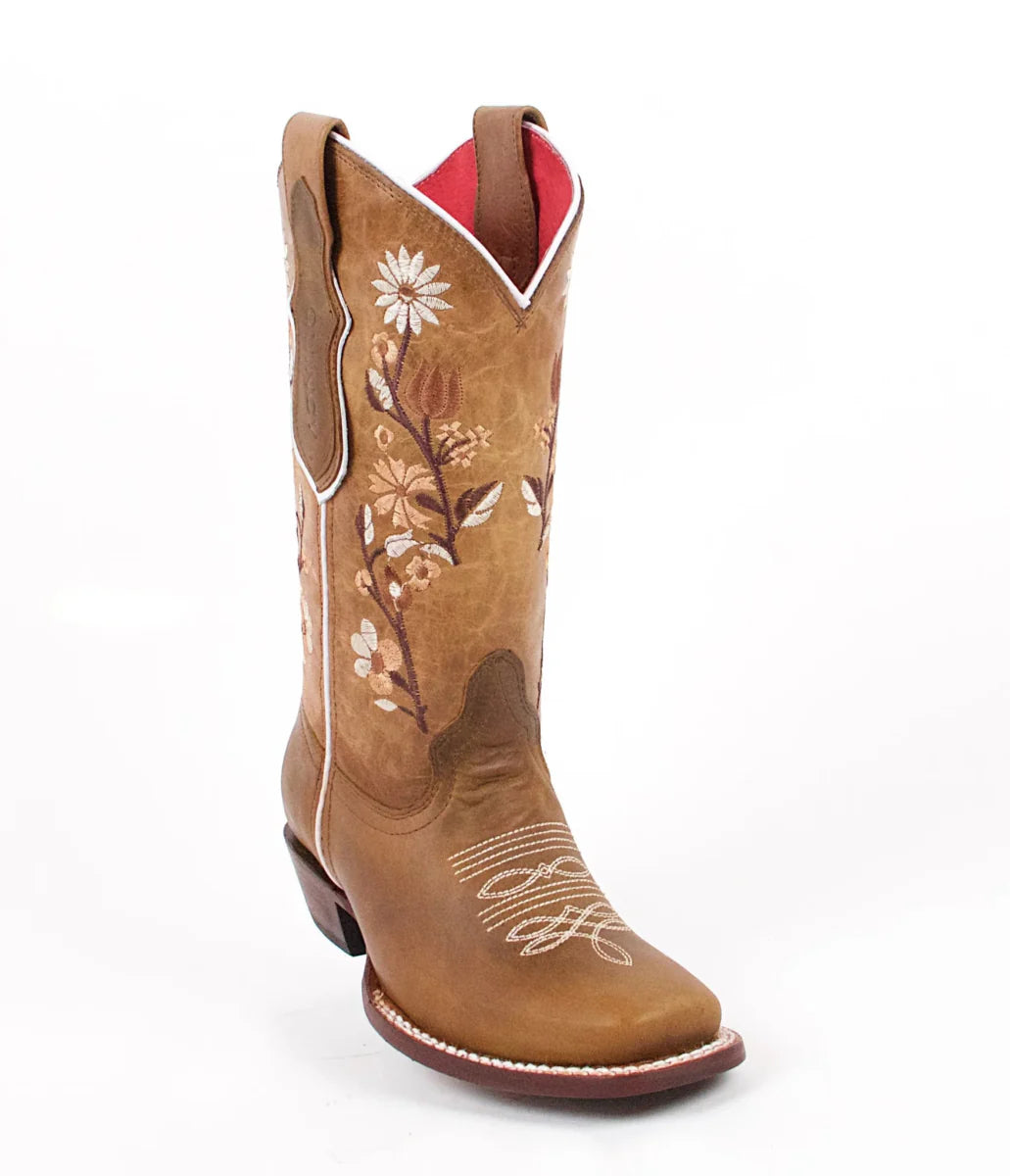 Botas de Cuero con Flores para Mujer en Horma Rodeo Q3125251