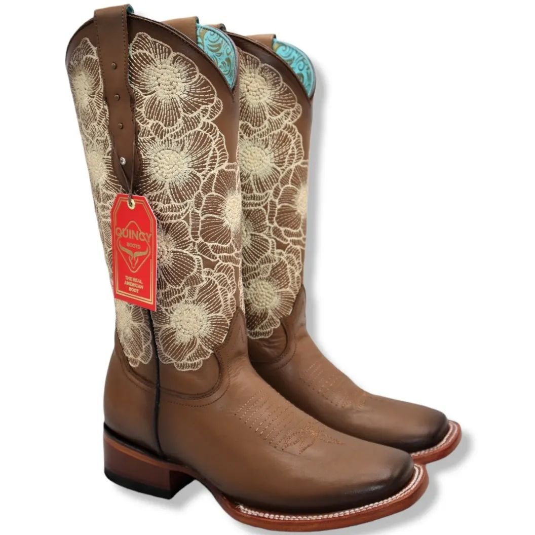 Botas de Cuero con Flores para Mujer en Horma Rodeo Q322GB5259