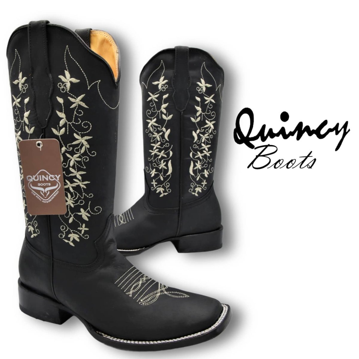 Botas de Cuero con Flores para Mujer en Horma Rodeo Q322M6205