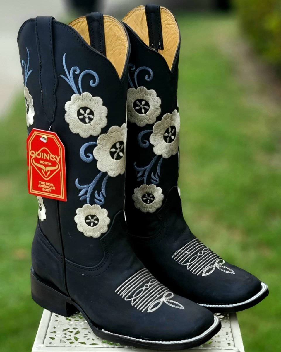 Botas de Cuero con Flores para Mujer en Horma Rodeo Q322MF6205