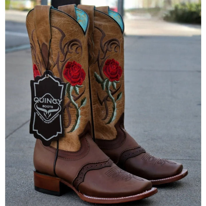 Botas de Cuero con Flores para Mujer en Horma Rodeo