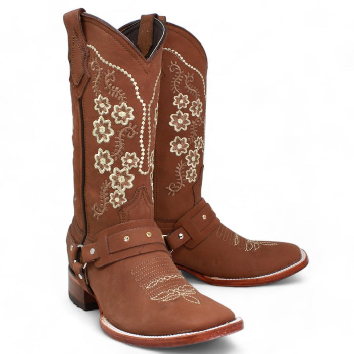 Botas de Cuero Crazy con Flores para Mujer en Horma Rodeo LC