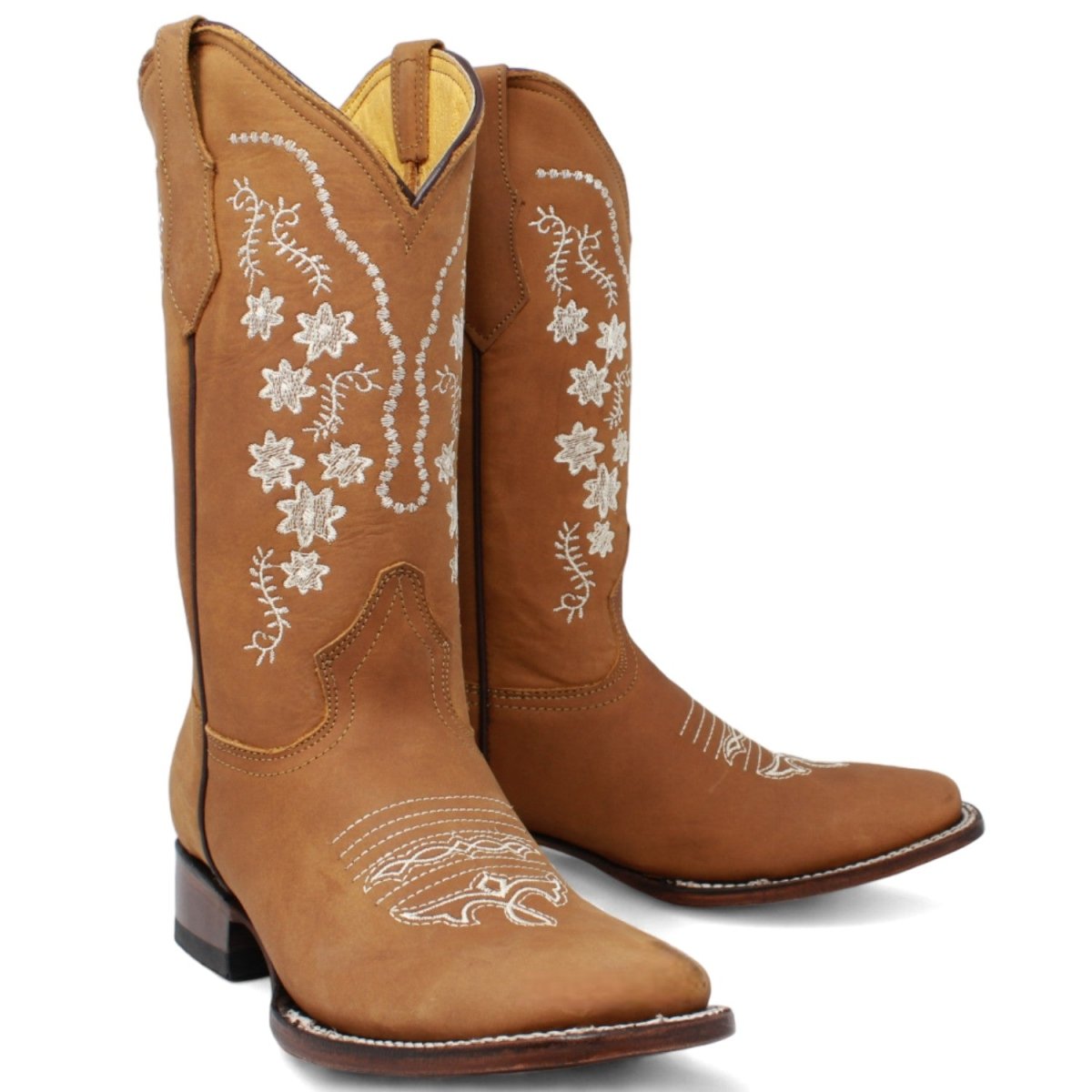 Botas de Cuero Crazy con Flores para Mujer en Horma Rodeo LC-100