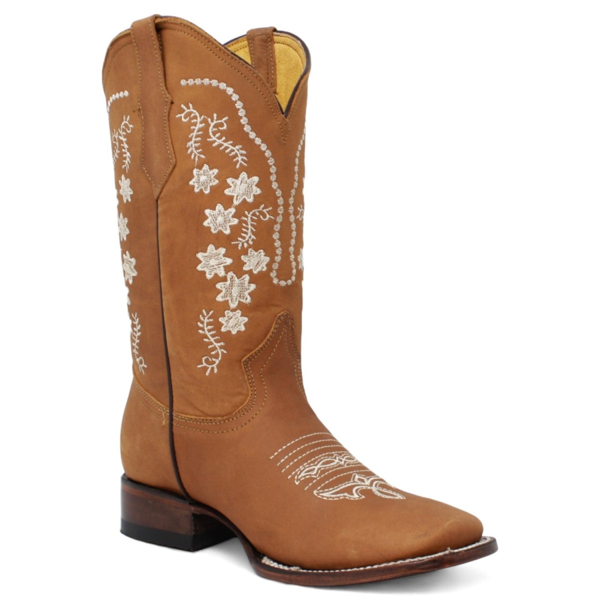 Botas de Cuero Crazy con Flores para Mujer en Horma Rodeo LC-100