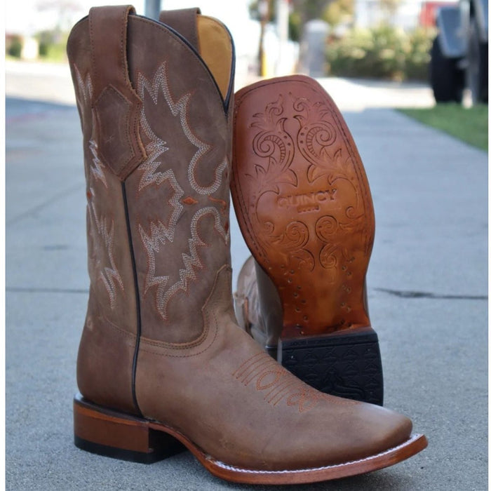 Botas de Cuero Crazy Original Horma Rodeo Cuadrada Color Miel