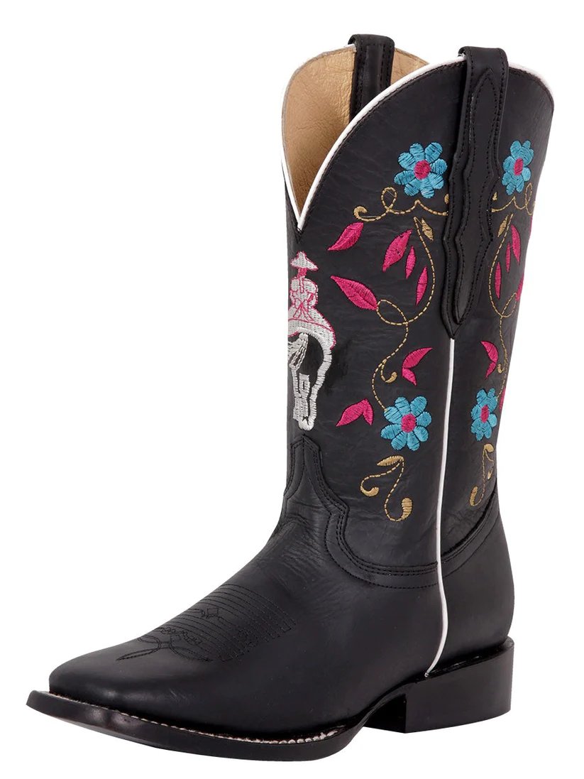 Botas de Cuero Crazy Original para Mujer en Horma Rodeo Color Negro GEN-42976
