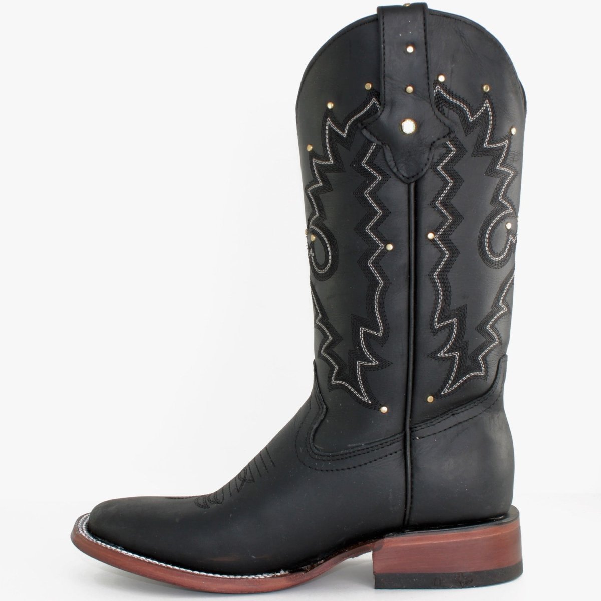 Botas de Cuero Crazy para Mujer en Horma Rodeo Negras A&A