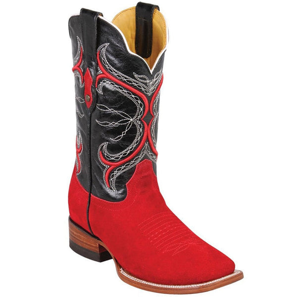 Charro Boots - Botas de Cuero Gamuza Horma Rodeo Cuadrada