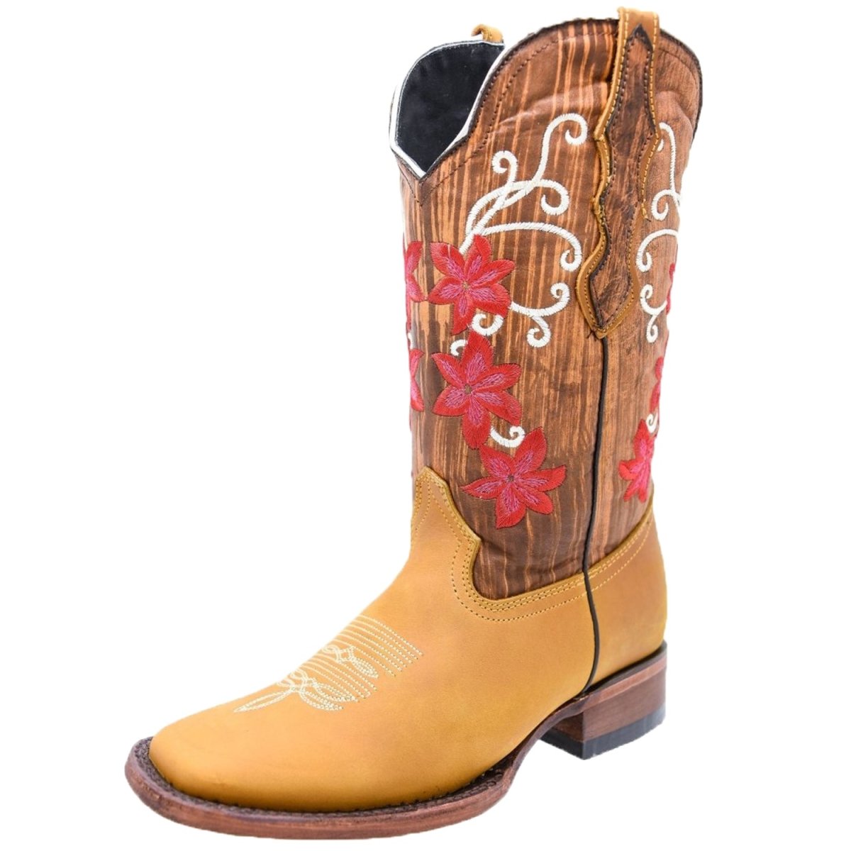 Botas de Cuero Nobuck Horma Rodeo para Mujer Color Miel WD-489