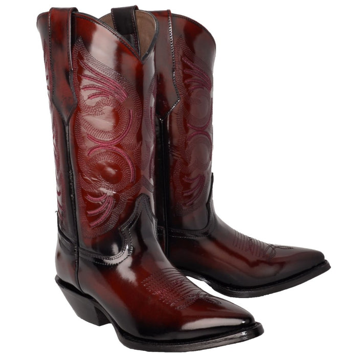 Botas de Cuero Original Camaleon Horma Puntal Color Vino JB