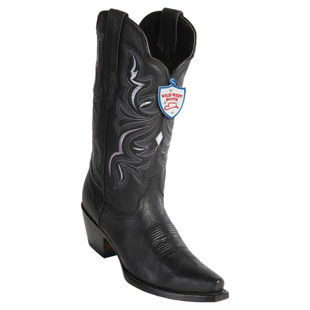 Women's Wild West Snip Toe Leather Boots - Black