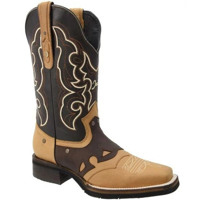 Botas de Cuero Original Horma Rodeo Color Miel con Antifaz Suela de Hule