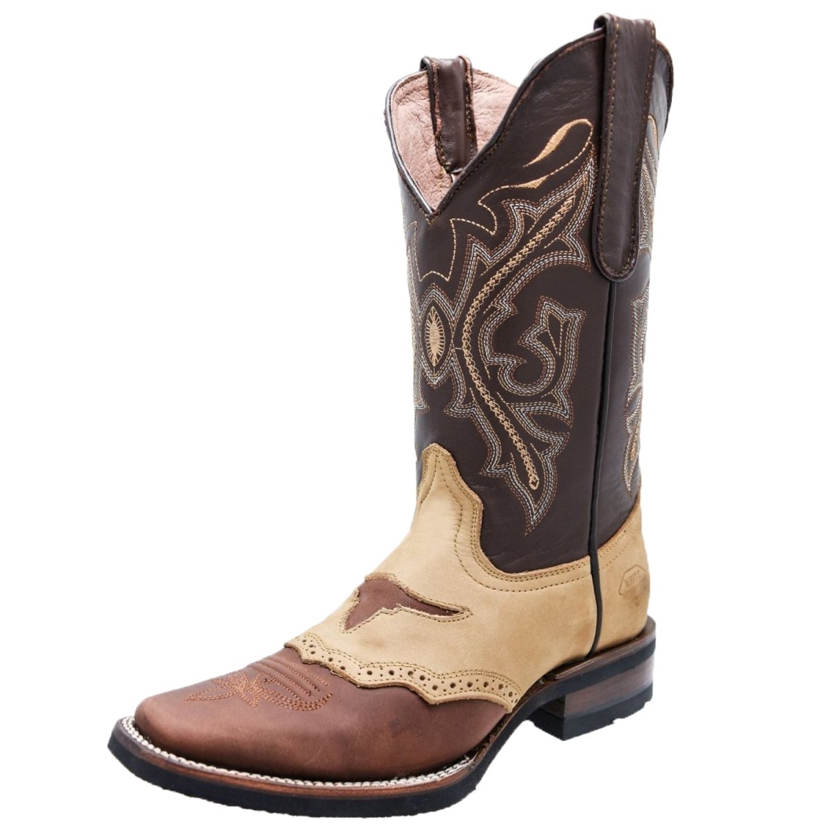 Botas de Cuero Original Horma Rodeo para Mujer Color Cafe con Antifaz WD-520