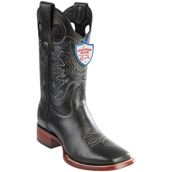 Botas de Cuero Pull Up Horma Cuadrada Ancha WW