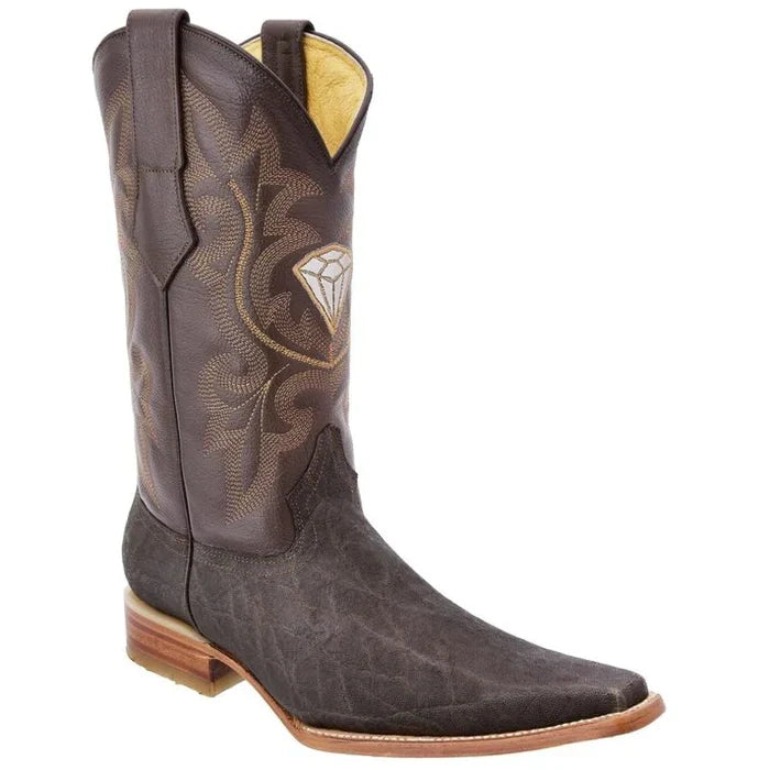 Botas de Elefante Grabado Horma Europea Cuadrada Color Cafe WD