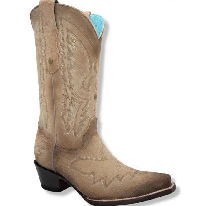 Botas de Gamuza Originales para Mujer en Punta Recortada Arena