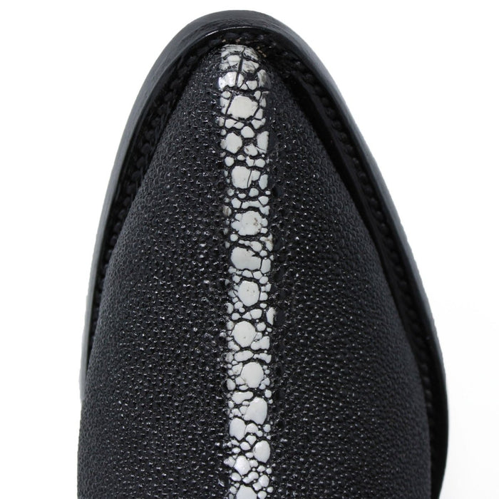 Botas de Mantarraya Perla Completa Grabada Horma Puntal Color Negro