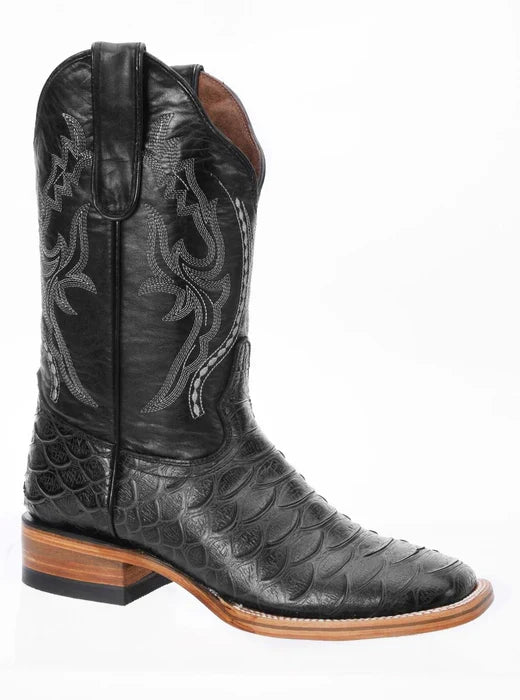 Botas de Oso Hormiguero Grabado Horma Rodeo Color Negro WD – ParaHombreUSA