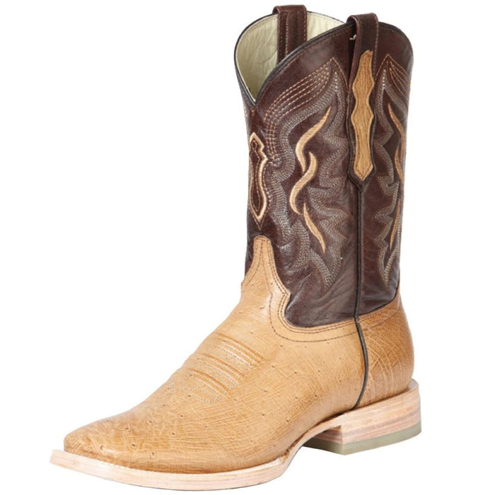 Botas de Panza de Avestruz Original Horma Rodeo Color Arena