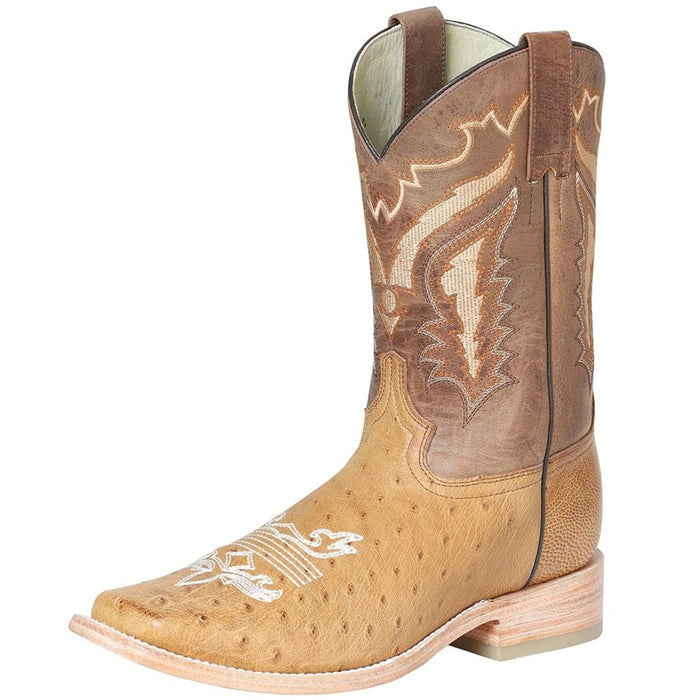 Botas de Panza de Avestruz Original Horma Rodeo Color Arena