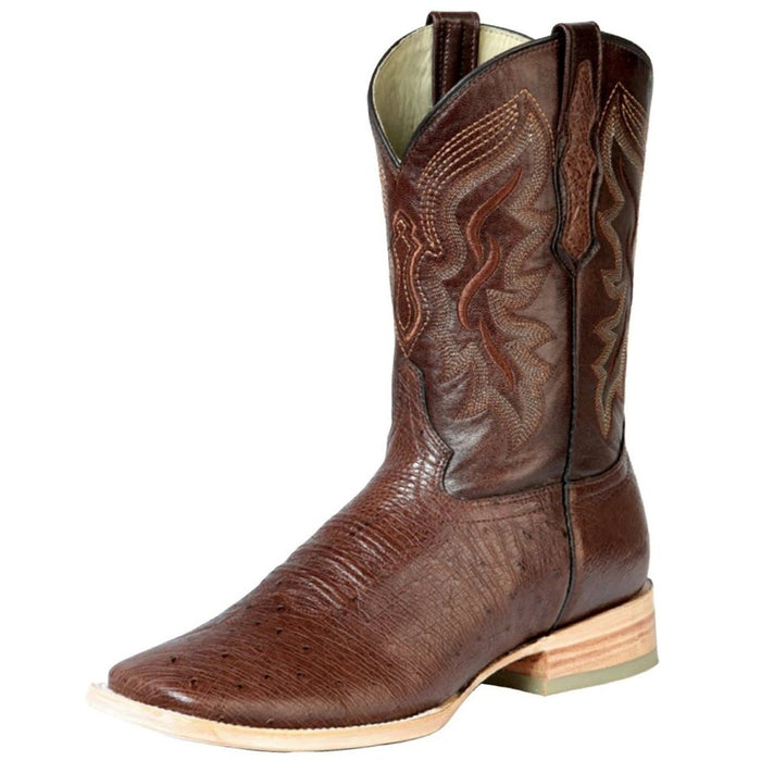 Botas de Panza de Avestruz Original Horma Rodeo Color Cafe