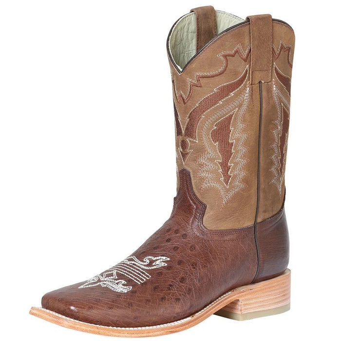 Botas de Panza de Avestruz Original Horma Rodeo Color Café