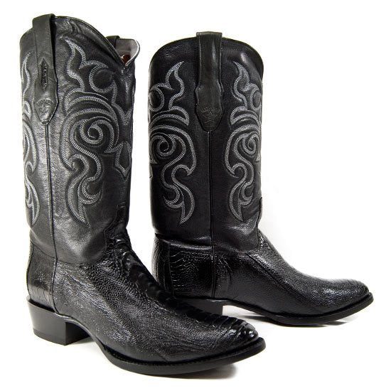 Botas de Pata de Avestruz Punta Oval Color Negro LAB-650505