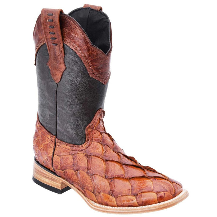 Botas de Pescado Pirarucu Original en Horma Rodeo Color Cognac