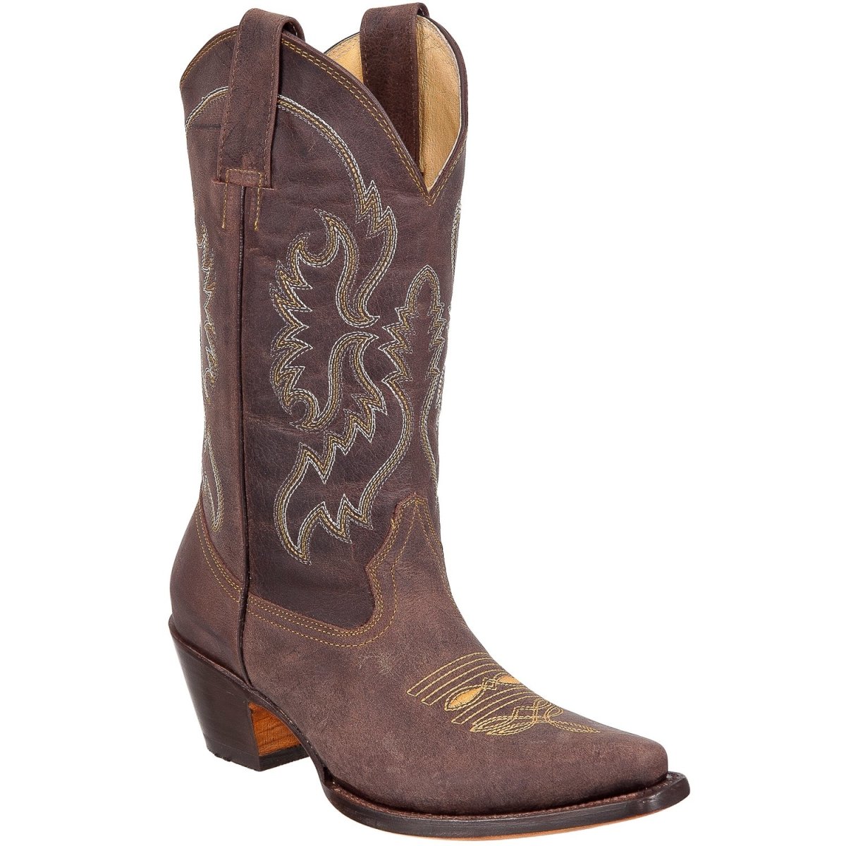 Botas Vaqueras de Cuerdo para Dama Punta Recortada ROD-1564 Cafe