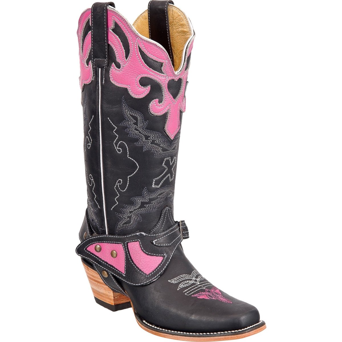 Botas Vaqueras de Cuero para Dama Rodeo ROD-5581-Negro
