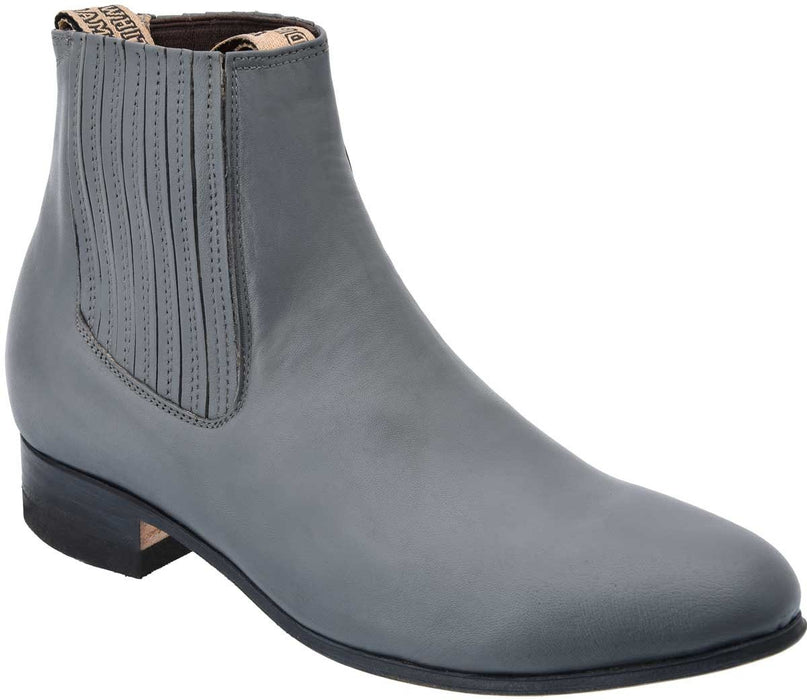 Botines Charros de Cuero Napa Color Gris Suela de Cuero
