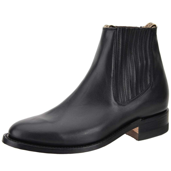 Botín Charro Piel Napa Color Negro Suela de Cuero WD