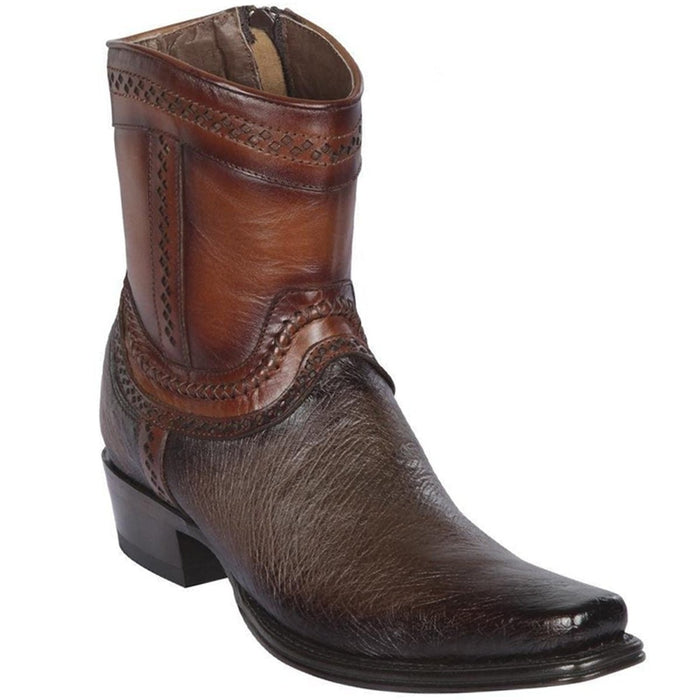 Botines de Avestruz Panza Original Punta Europea Cuadrada