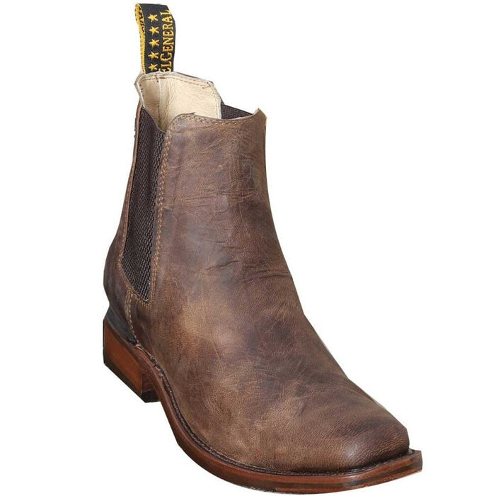 Botines Camperos Piel de Cabra Horma Rodeo Punta Cuadrada Color Miel