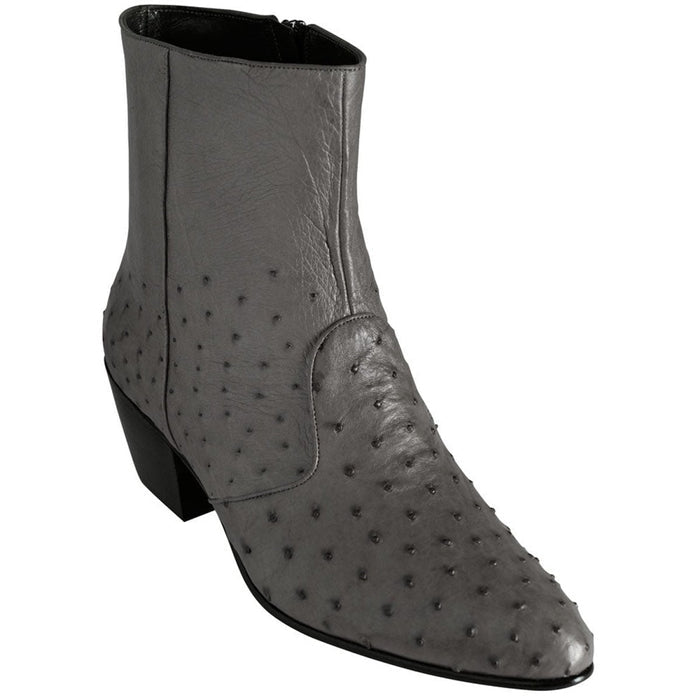 Botines Charros de Avestruz Completa Original Color Gris