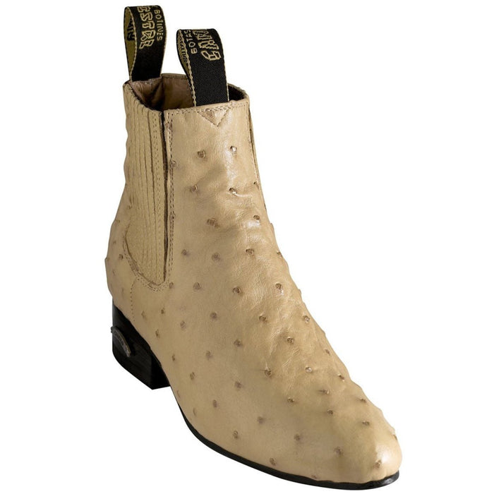 Botines Charros de Avestruz Original Color Arena (Oryx)