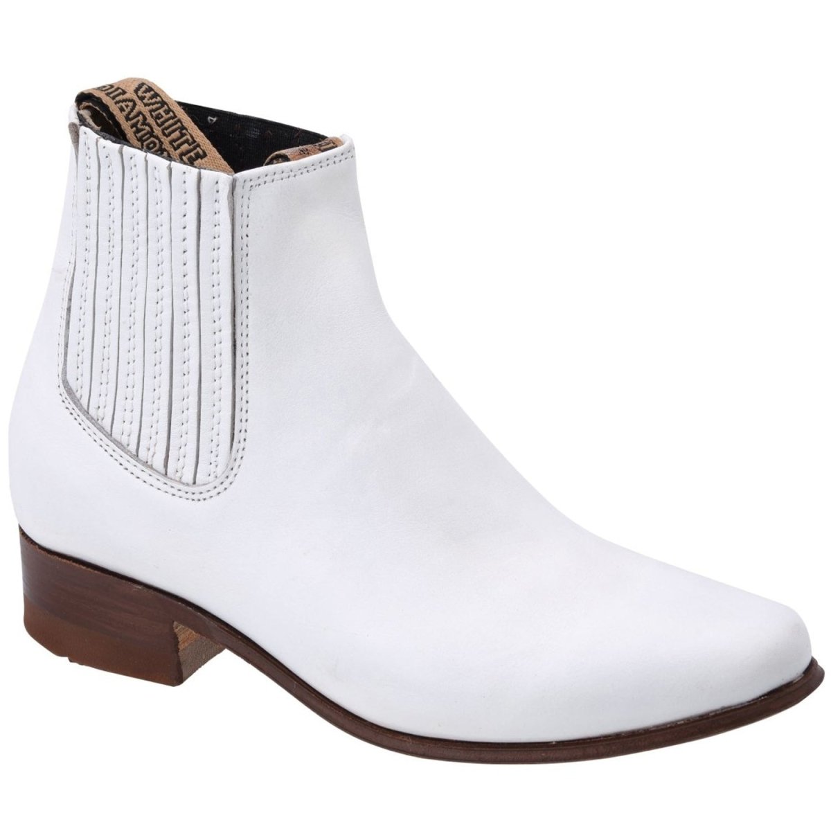 Botines Charros de Cuero Napa Original para Joven Color Blanco WD-753