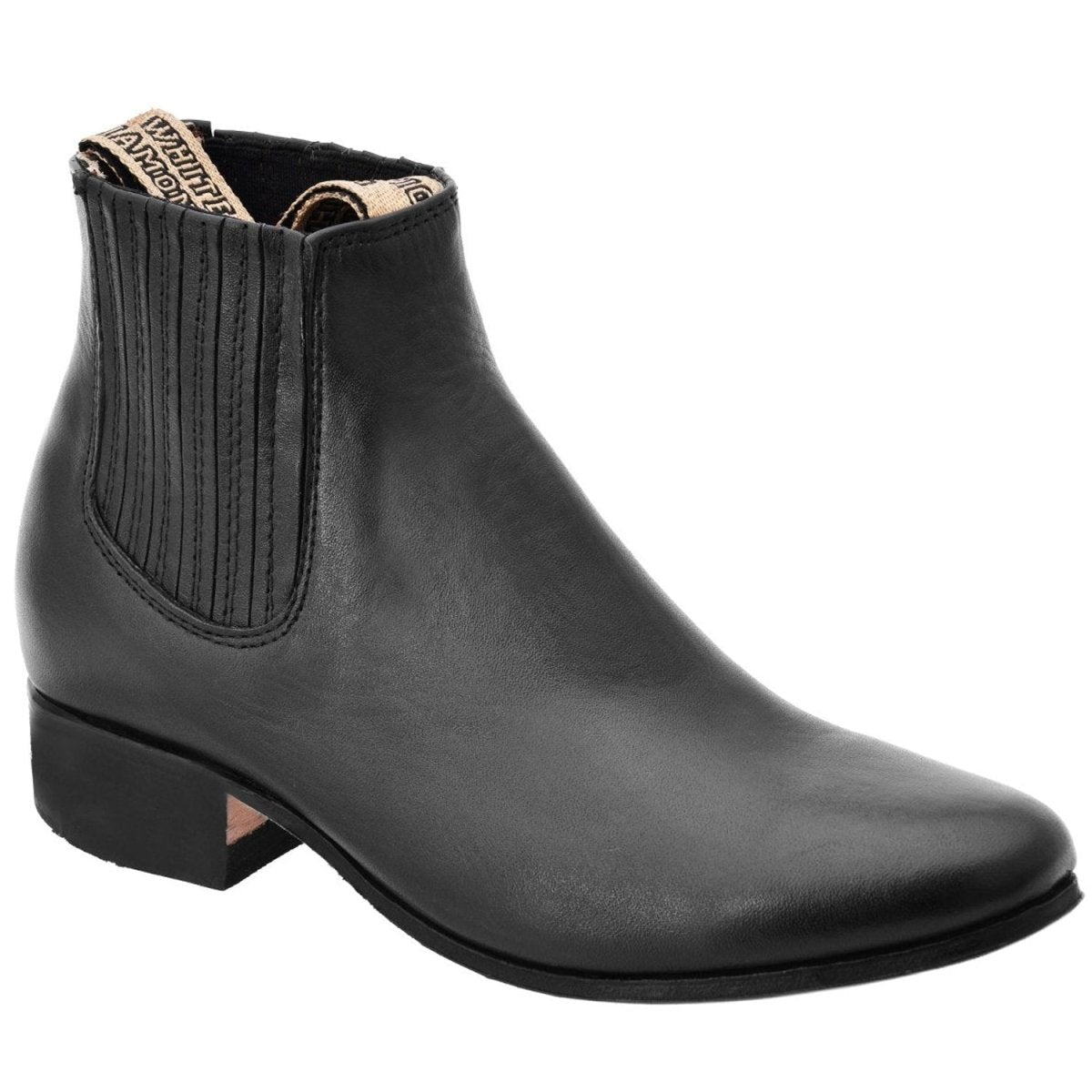 Botines Charros de Cuero Napa Original para Joven Color Negro WD-756