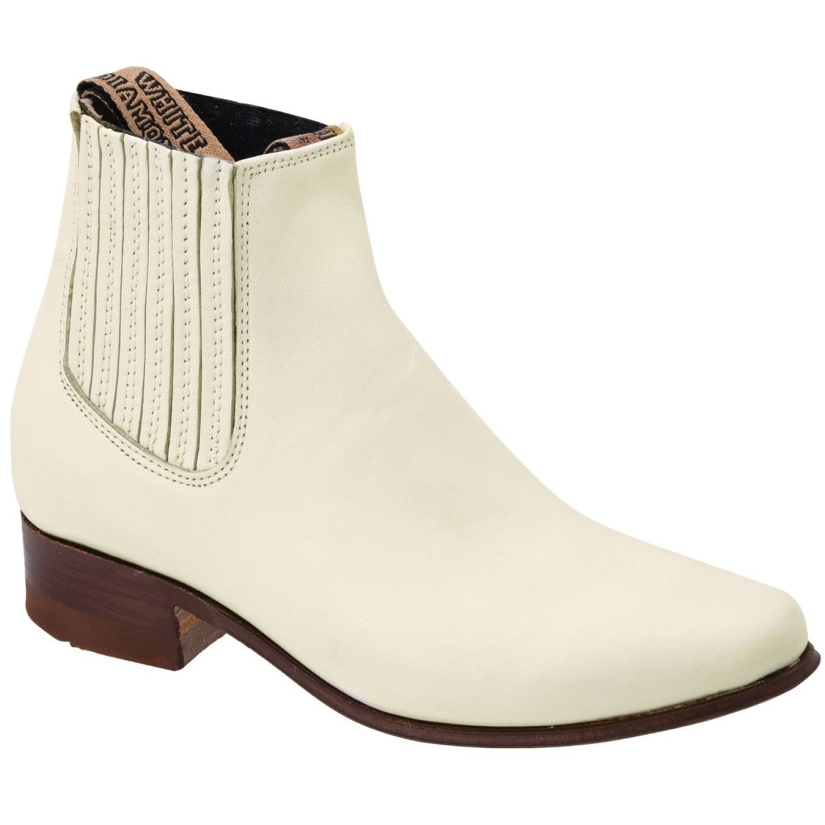 Botines Charros de Cuero Napa Original para Mujer Color Hueso WD-754