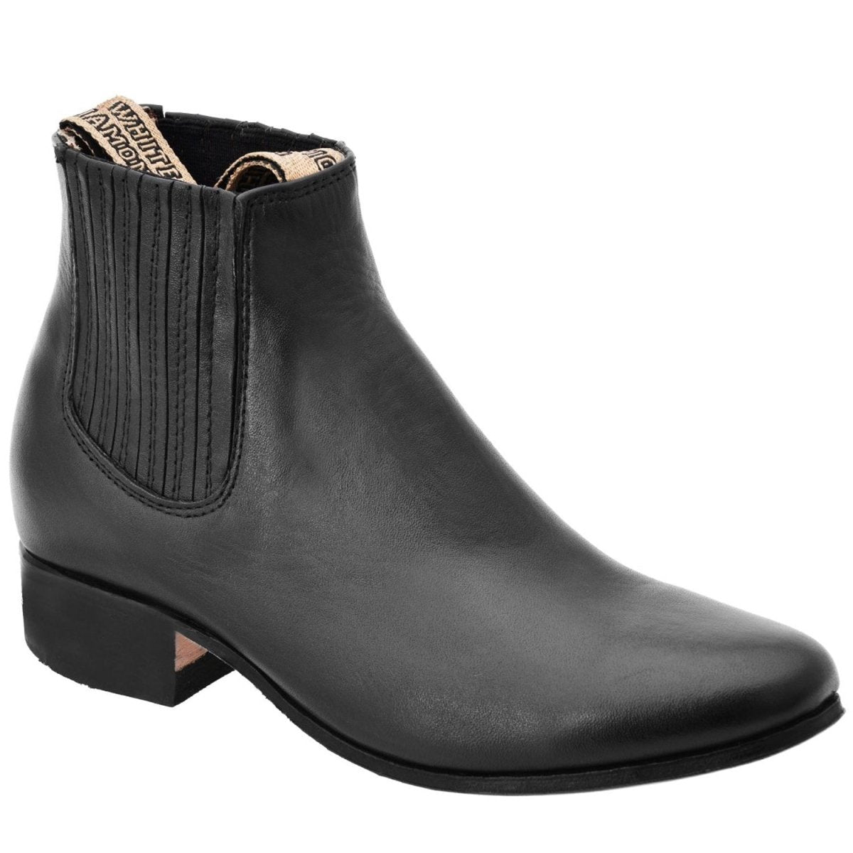 Botines Charros de Cuero Napa Original para Mujer Color Negro